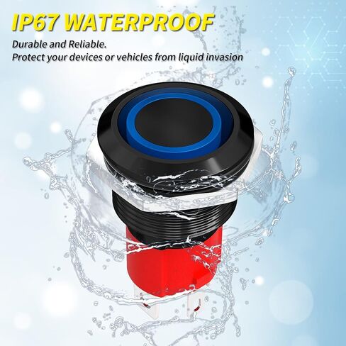Joinfworld 20A 12V زر التبديل الإغلاق 19MM الضغط على زر التبديل مع 12 فولت الأزرق LED للماء على قبالة التبديل 20 أمبير الثقيلة لشاحنة قارب البحرية سيارة دراجة نارية in Saudi Arabia
