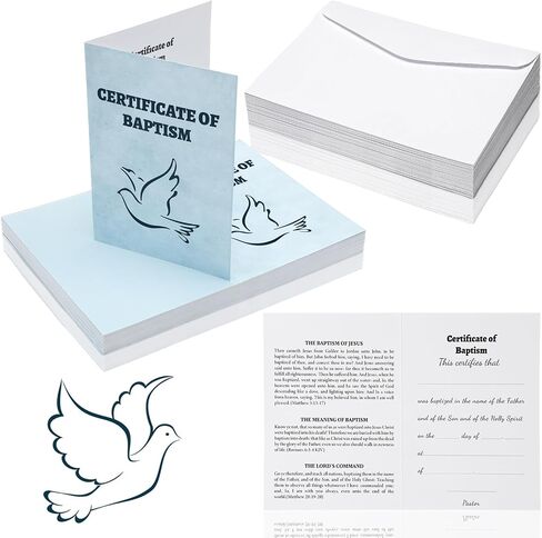 100 Pcs Baptism Certificates for Church 50 Pcs Baptism Certificates with 50 Pcs Envelopes Certificate of Baptism with Blanket Envelopes Baptism Certificates for Baby Church Baptism Party in Saudi Arabia