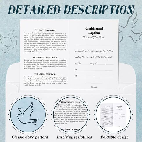 100 Pcs Baptism Certificates for Church 50 Pcs Baptism Certificates with 50 Pcs Envelopes Certificate of Baptism with Blanket Envelopes Baptism Certificates for Baby Church Baptism Party in Saudi Arabia