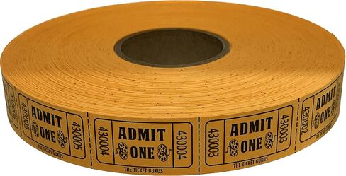 The Ticket Gurus-2000 Orange Admit One Single Roll Consecutively Numbered Raffle Tickets in Saudi Arabia