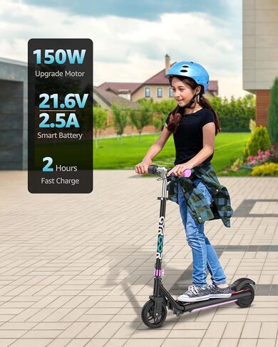 سكوتر كهربائي Gyroor H30 Max للأطفال الذين تتراوح أعمارهم بين 8 و12 عامًا، محرك قوي 150 واط، موسيقى بلوتوث، نظام فرامل مزدوج، ارتفاع وسرعة قابلان للتعديل، أفضل الهدايا للأطفال in Saudi Arabia