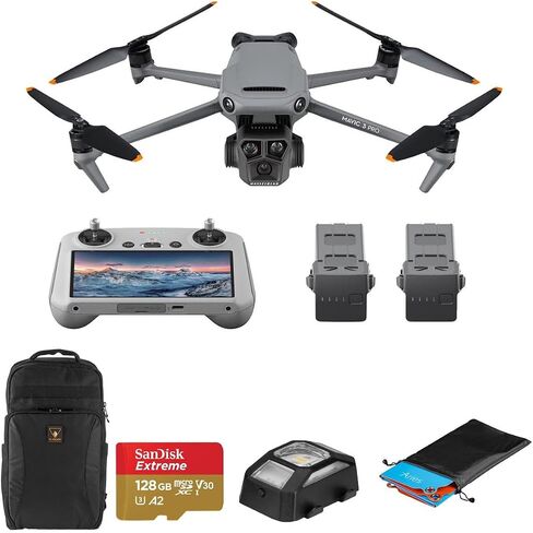 مجموعة طائرة DJI Mavic 3 Pro Drone Fly More مع جهاز تحكم عن بعد، وبطاقة microSD سعة 128 جيجابايت، وحقيبة ظهر، وإضاءة مضادة للتصادم، ووسادة هبوط in Saudi Arabia