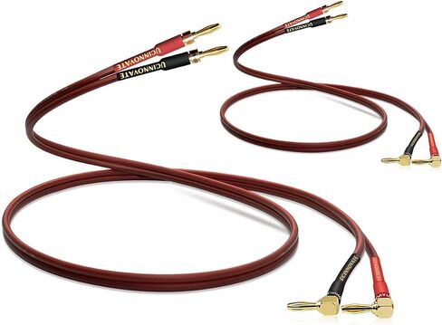 UCINNOVATE 2 حزمة من 14 سلك مكبر صوت AWG مع مقابس الموز، كابل مكبر صوت HiFi OFC بطول 2 × 3 متر مع مقابس موز بزاوية قائمة مطلية بالذهب إلى مقابس الموز سلك مكبر الصوت لعشاق الصوت (3 م / 9.8 قدم) in Kuwait