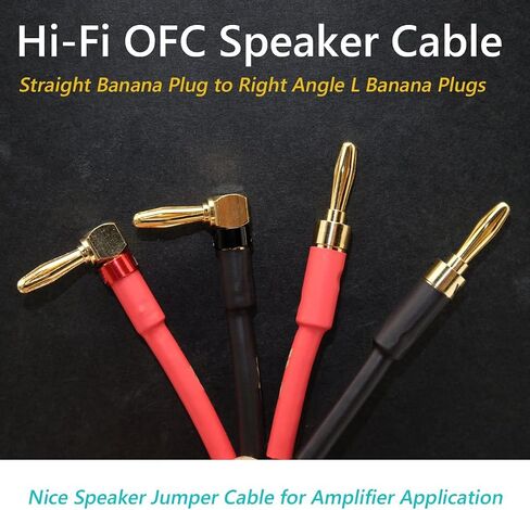 UCINNOVATE 2 حزمة من 14 سلك مكبر صوت AWG مع مقابس الموز، كابل مكبر صوت HiFi OFC بطول 2 × 3 متر مع مقابس موز بزاوية قائمة مطلية بالذهب إلى مقابس الموز سلك مكبر الصوت لعشاق الصوت (3 م / 9.8 قدم) in Kuwait