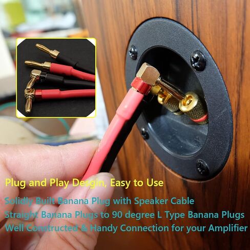 UCINNOVATE 2 حزمة من 14 سلك مكبر صوت AWG مع مقابس الموز، كابل مكبر صوت HiFi OFC بطول 2 × 3 متر مع مقابس موز بزاوية قائمة مطلية بالذهب إلى مقابس الموز سلك مكبر الصوت لعشاق الصوت (3 م / 9.8 قدم) in Kuwait