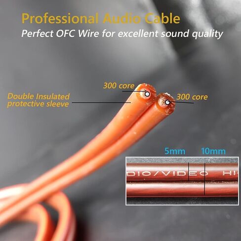 UCINNOVATE 2 حزمة من 14 سلك مكبر صوت AWG مع مقابس الموز، كابل مكبر صوت HiFi OFC بطول 2 × 3 متر مع مقابس موز بزاوية قائمة مطلية بالذهب إلى مقابس الموز سلك مكبر الصوت لعشاق الصوت (3 م / 9.8 قدم) in Kuwait