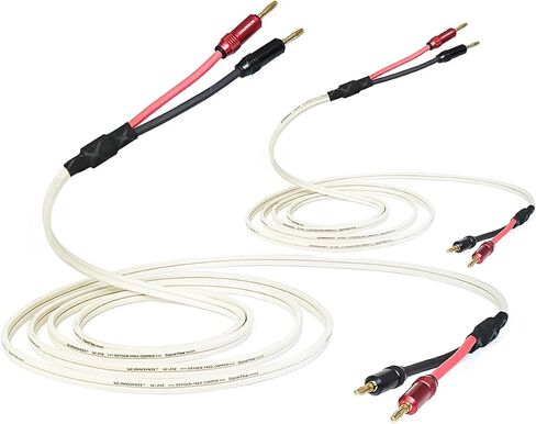UCINNOVATE 2 حزمة من 14 سلك مكبر صوت AWG مع مقابس الموز، كابل مكبر صوت HiFi OFC بطول 2 × 3 متر مع مقابس موز بزاوية قائمة مطلية بالذهب إلى مقابس الموز سلك مكبر الصوت لعشاق الصوت (3 م / 9.8 قدم) in Kuwait