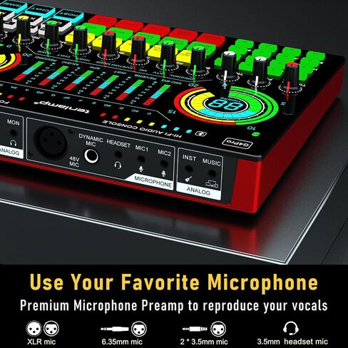 حزمة معدات البودكاست، واجهة صوتية مع خلاط DJ، استوديو إنتاج الكل في واحد مع لوحة صوت وميكروفون مكثف XLR 48 فولت، للهاتف والكمبيوتر الشخصي وتسجيل البث المباشر على YouTube in Saudi Arabia