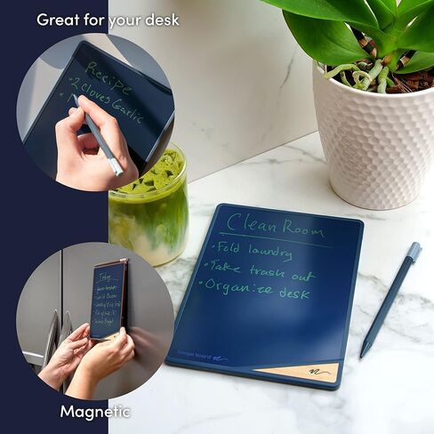 Boogie Board VersaBoard Authentic Reusable Home & Office Organization Notepad with 8.5" LCD Writing Tablet, VersaPencil Stylus, Instant Erase & Built-in Magnet & Portrait/Landscape Kickstand (Gray) in Kuwait