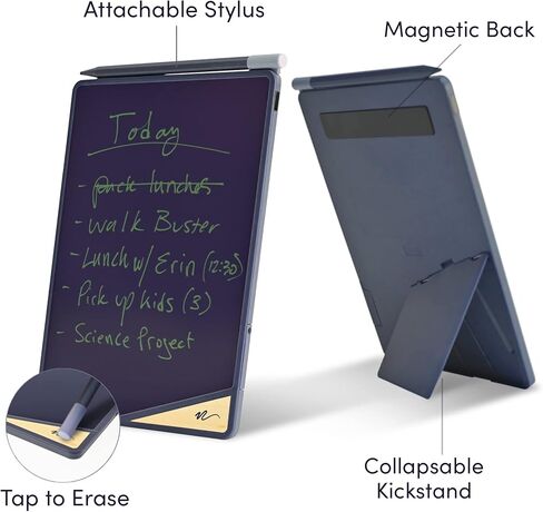 Boogie Board VersaBoard Authentic Reusable Home & Office Organization Notepad with 8.5" LCD Writing Tablet, VersaPencil Stylus, Instant Erase & Built-in Magnet & Portrait/Landscape Kickstand (Gray) in Kuwait