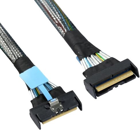 Cablecc Mini Cool Edge IO MCIO STR PCI-E 5.0 SFF-8654 PCI-E Slimline SAS 8i 74Pin ذكر إلى 74Pin SFF-8654 SAS 4.0 ذكر SFF-8654 كابل موسع 50 سم in Saudi Arabia