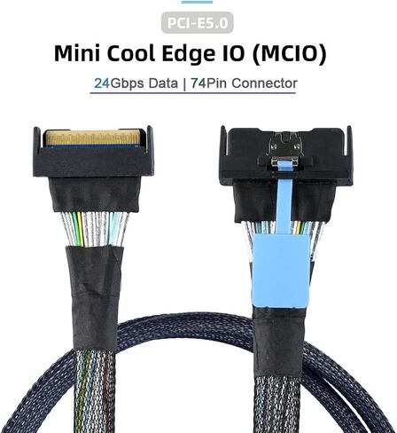Cablecc Mini Cool Edge IO MCIO STR PCI-E 5.0 SFF-8654 PCI-E Slimline SAS 8i 74Pin ذكر إلى 74Pin SFF-8654 SAS 4.0 ذكر SFF-8654 كابل موسع 50 سم in Saudi Arabia
