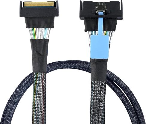 Cablecc Mini Cool Edge IO MCIO STR PCI-E 5.0 SFF-8654 PCI-E Slimline SAS 8i 74Pin ذكر إلى 74Pin SFF-8654 SAS 4.0 ذكر SFF-8654 كابل موسع 50 سم in Saudi Arabia