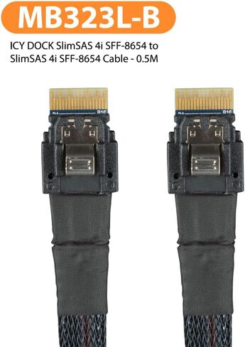 ICY DOCK SlimSAS 4i SFF-8654 to SlimSAS 4i SFF-8654 Cable - 0.5M | MB323L-B in Saudi Arabia