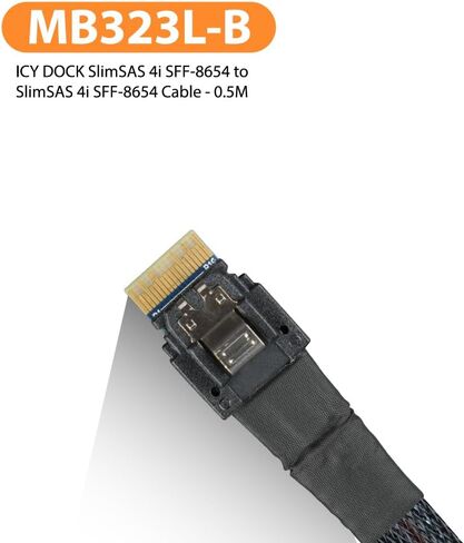 ICY DOCK SlimSAS 4i SFF-8654 to SlimSAS 4i SFF-8654 Cable - 0.5M | MB323L-B in Saudi Arabia