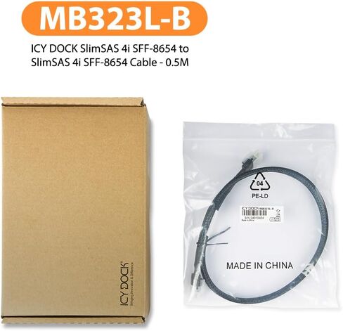 ICY DOCK SlimSAS 4i SFF-8654 to SlimSAS 4i SFF-8654 Cable - 0.5M | MB323L-B in Saudi Arabia