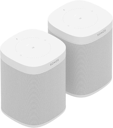 مكبر صوت ذكي Sonos One (Gen 2) مزود بتحكم صوتي من غرفتين مع Amazon Alexa مدمج (عبوة من قطعتين باللون الأبيض) in Saudi Arabia