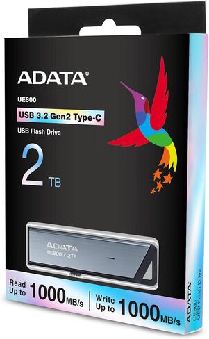 ADATA Elite UE800 2 تيرابايت USB Type-C USB 3.2 Gen2 محرك أقراص فلاش SSD محمول يصل إلى 1000 ميجابايت/ثانية للقراءة/الكتابة (AELI-UE800-2T-CSG)، متوافق مع iPhone 15 Pro Series/Android/Playstation 5 in Kuwait
