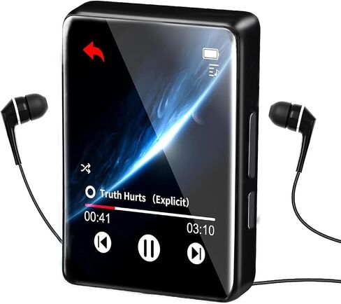 MP3 Player with Bluetooth 5.2, NETVIP 32GB Digital Music Player with 2.4'' Touch Screen, Mini Design, HiFi Lossless Sound, Built-in HD Speaker,FM Radio&Voice Recorder for Sports- Support up to 128GB in Saudi Arabia