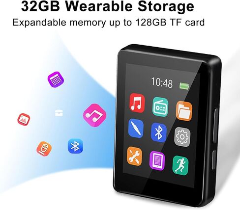 MP3 Player with Bluetooth 5.2, NETVIP 32GB Digital Music Player with 2.4'' Touch Screen, Mini Design, HiFi Lossless Sound, Built-in HD Speaker,FM Radio&Voice Recorder for Sports- Support up to 128GB in Saudi Arabia