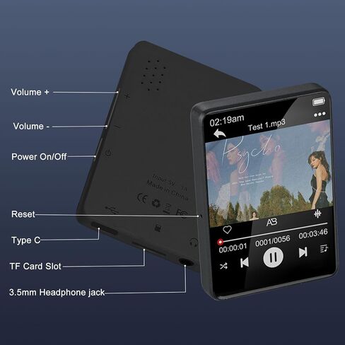 MP3 Player with Bluetooth 5.2, NETVIP 32GB Digital Music Player with 2.4'' Touch Screen, Mini Design, HiFi Lossless Sound, Built-in HD Speaker,FM Radio&Voice Recorder for Sports- Support up to 128GB in Saudi Arabia