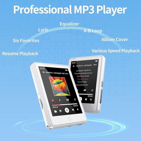 مشغل MP3 RUIZU بسعة 32 جيجابايت مع بلوتوث 5.3، وشاشة تعمل باللمس 2.8 بوصة - مشغل موسيقى محمول مع مكبر صوت، ومسجل صوت، وراديو FM، وتكرار A-B، وتشغيل خلط الصوت والفيديو، والكتاب الإلكتروني، ودعم ما يصل إلى 128 جيجابايت in Kuwait