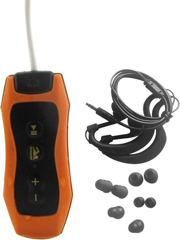راديو FM محمول للغوص مشغل موسيقى MP3 IPX8 مقاوم للماء وقابل لإعادة الشحن USB2.0 مع سماعة رأس مقاومة للماء مناسبة للسباحة والجري (برتقالي) in Saudi Arabia