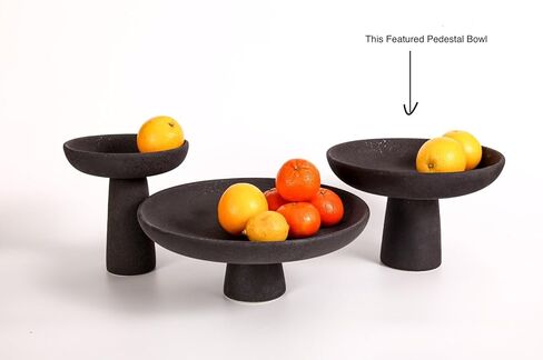 Black Ceramic Pedestal Bowl Medium in Kuwait