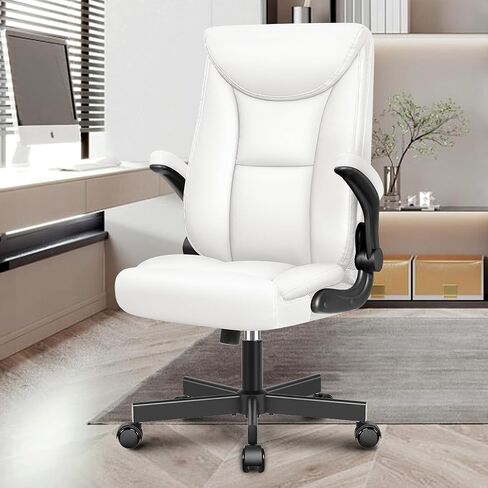 Ergonomic Office Chair, Big and Tall Executive Home Office Desk Chair, Shiny Leather Swivel Computer Chair with High Back, Wheels, Lumbar Support, Footrest（Black） in Saudi Arabia