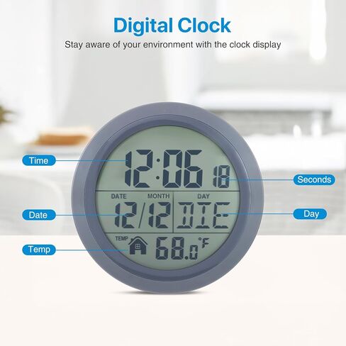 ALLOMN Digital Shower Clock, Waterproof Bathroom Shower Timer Wall Clock with Alarm, Large Screen Shower Wall Clock with Temperature Display and Suction Cup for Bathroom, Bedroom and Kitchen in Kuwait