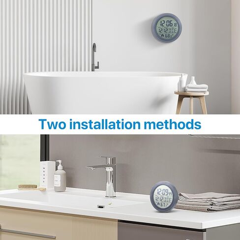 ALLOMN Digital Shower Clock, Waterproof Bathroom Shower Timer Wall Clock with Alarm, Large Screen Shower Wall Clock with Temperature Display and Suction Cup for Bathroom, Bedroom and Kitchen in Kuwait