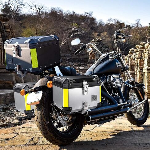 VCOROS دراجة نارية العلوي صندوق دراجة نارية جذع 65L مقاوم للماء سبائك الألومنيوم دراجة نارية الذيل صندوق عالمي لوحة مونوكي، صندوق خلفي للتخزين في المناطق النائية (فضي، 60 لتر) in Kuwait