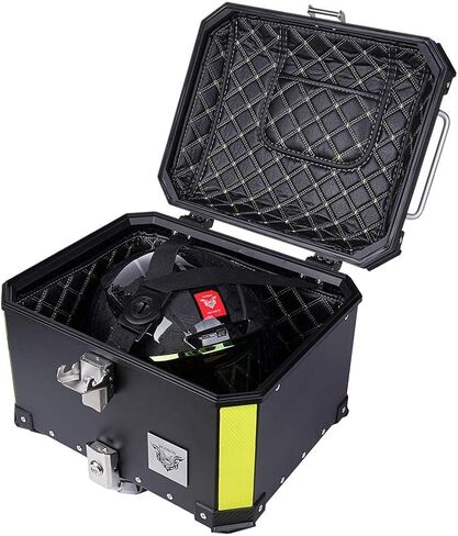 VCOROS دراجة نارية العلوي صندوق دراجة نارية جذع 65L مقاوم للماء سبائك الألومنيوم دراجة نارية الذيل صندوق عالمي لوحة مونوكي، صندوق خلفي للتخزين في المناطق النائية (فضي، 60 لتر) in Kuwait