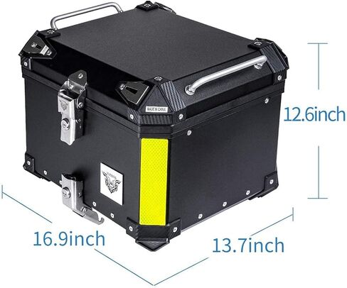 VCOROS دراجة نارية العلوي صندوق دراجة نارية جذع 65L مقاوم للماء سبائك الألومنيوم دراجة نارية الذيل صندوق عالمي لوحة مونوكي، صندوق خلفي للتخزين في المناطق النائية (فضي، 60 لتر) in Kuwait