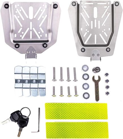 VCOROS دراجة نارية العلوي صندوق دراجة نارية جذع 65L مقاوم للماء سبائك الألومنيوم دراجة نارية الذيل صندوق عالمي لوحة مونوكي، صندوق خلفي للتخزين في المناطق النائية (فضي، 60 لتر) in Kuwait