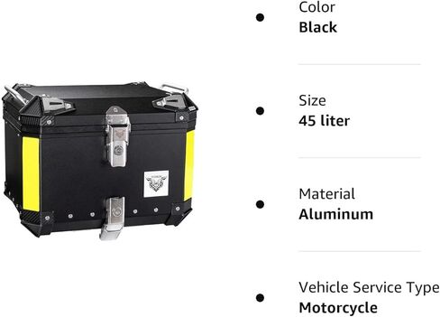 VCOROS دراجة نارية العلوي صندوق دراجة نارية جذع 65L مقاوم للماء سبائك الألومنيوم دراجة نارية الذيل صندوق عالمي لوحة مونوكي، صندوق خلفي للتخزين في المناطق النائية (فضي، 60 لتر) in Kuwait