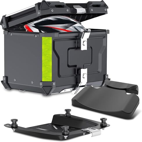 55L Motorcycle Top Case, Aluminum Motorcycle Trunk Tour Tail Box with Security Lock for Store Helmet Luggage, Universal Motorcycle Accessories Waterproof Motorcycle Top Box (Black) in Saudi Arabia