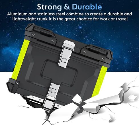 55L Motorcycle Top Case, Aluminum Motorcycle Trunk Tour Tail Box with Security Lock for Store Helmet Luggage, Universal Motorcycle Accessories Waterproof Motorcycle Top Box (Black) in Saudi Arabia
