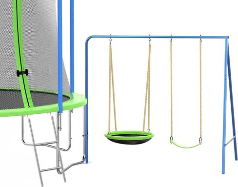 ترامبولين بطول 12 قدمًا مع منزلق وأراجيح وحلقة كرة السلة، وغطاء أمان وسلم، ترامبولين للأطفال في الهواء الطلق مع شبكة، وترامبولين ترفيهية كبيرة للفناء الخلفي - موافقة ASTM in Kuwait