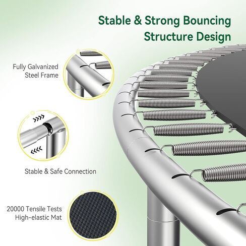 16FT Trampoline for Kids Recreational Trampolines with Safety Enclosure Net Basketball Hoop and Ladder, Outdoor Backyard Bounce for 6-8 Children and Adults in Kuwait