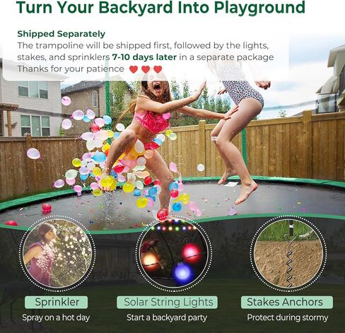 16FT Trampoline for Kids Recreational Trampolines with Safety Enclosure Net Basketball Hoop and Ladder, Outdoor Backyard Bounce for 6-8 Children and Adults in Kuwait