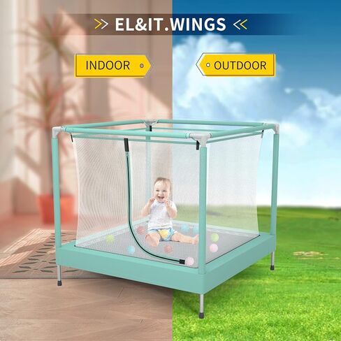 EL&IT·Wings Trampoline for Kids-6.5FT/4.5FT Indoor/Outdoor Toddler/Kids Trampoline with Net, Safety Small/Baby Trampoline with Enclosure-Birthday Gift for Children Age 1-8 in Saudi Arabia