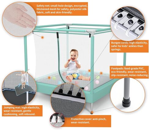 EL&IT·Wings Trampoline for Kids-6.5FT/4.5FT Indoor/Outdoor Toddler/Kids Trampoline with Net, Safety Small/Baby Trampoline with Enclosure-Birthday Gift for Children Age 1-8 in Saudi Arabia