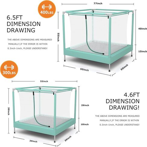 EL&IT·Wings Trampoline for Kids-6.5FT/4.5FT Indoor/Outdoor Toddler/Kids Trampoline with Net, Safety Small/Baby Trampoline with Enclosure-Birthday Gift for Children Age 1-8 in Saudi Arabia
