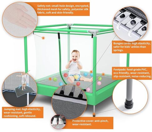 EL&IT·Wings Trampoline for Kids-6.5FT/4.5FT Indoor/Outdoor Toddler/Kids Trampoline with Net, Safety Small/Baby Trampoline with Enclosure-Birthday Gift for Children Age 1-8 in Saudi Arabia