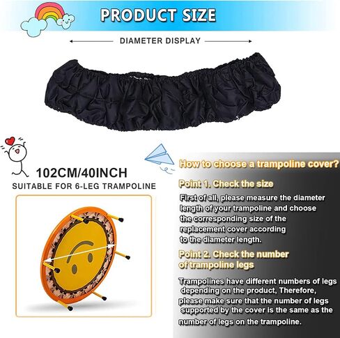 Trampoline Spring Cover 40 Inch Replacement Safety Pad for Mini Trampoline 3 Layer Protect Tear-Resistant Oxford Cloth Easy to Install Replacement for Home, Gym in Saudi Arabia