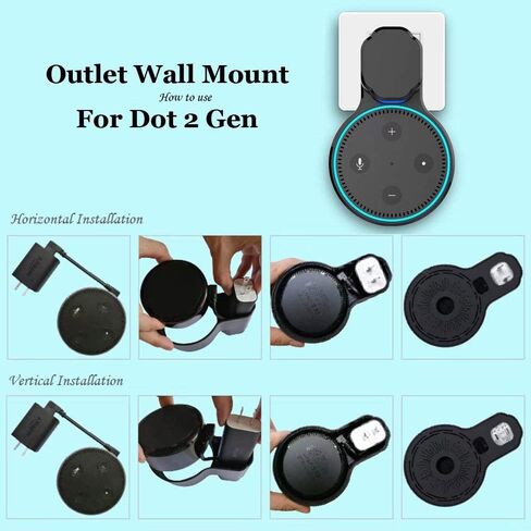 حامل تثبيت على الحائط من Outlet Echo Dot لمكبر الصوت المنزلي (الجيل الثاني)، حامل حامل حامل للمساعدين الصوتيين المنزليين، ملحقات موفرة للمساحة بدون أسلاك أو براغي فوضوية - عبوة واحدة سوداء in Kuwait
