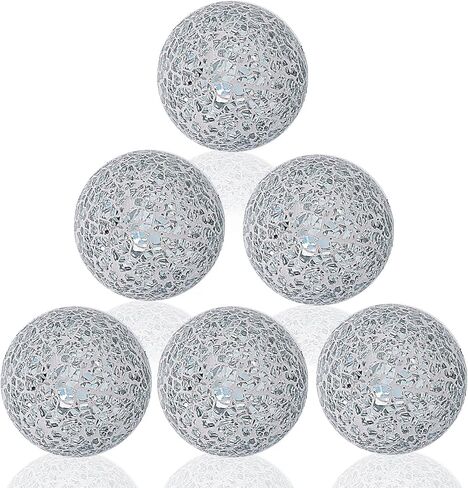 Kesywale 6PCS Decorative Balls Set 2.4 Inches/ 6cm Small Mosaic Spheres Glass Orbs Decorative Balls for Centerpiece Bowls Vases Fillers Dining Coffee Table Wedding Party Decor (Black) in Saudi Arabia