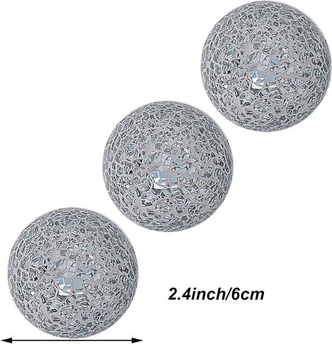 Kesywale 6PCS Decorative Balls Set 2.4 Inches/ 6cm Small Mosaic Spheres Glass Orbs Decorative Balls for Centerpiece Bowls Vases Fillers Dining Coffee Table Wedding Party Decor (Black) in Saudi Arabia