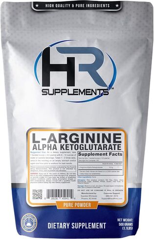 HR Supplements مسحوق إل-أرجينين ألفا كيتوجلوتارات (AAKG)، 500 جرام (1.1 رطل)، بدون نكهة، تم اختباره معمليًا، متضمن مغرفة in Saudi Arabia